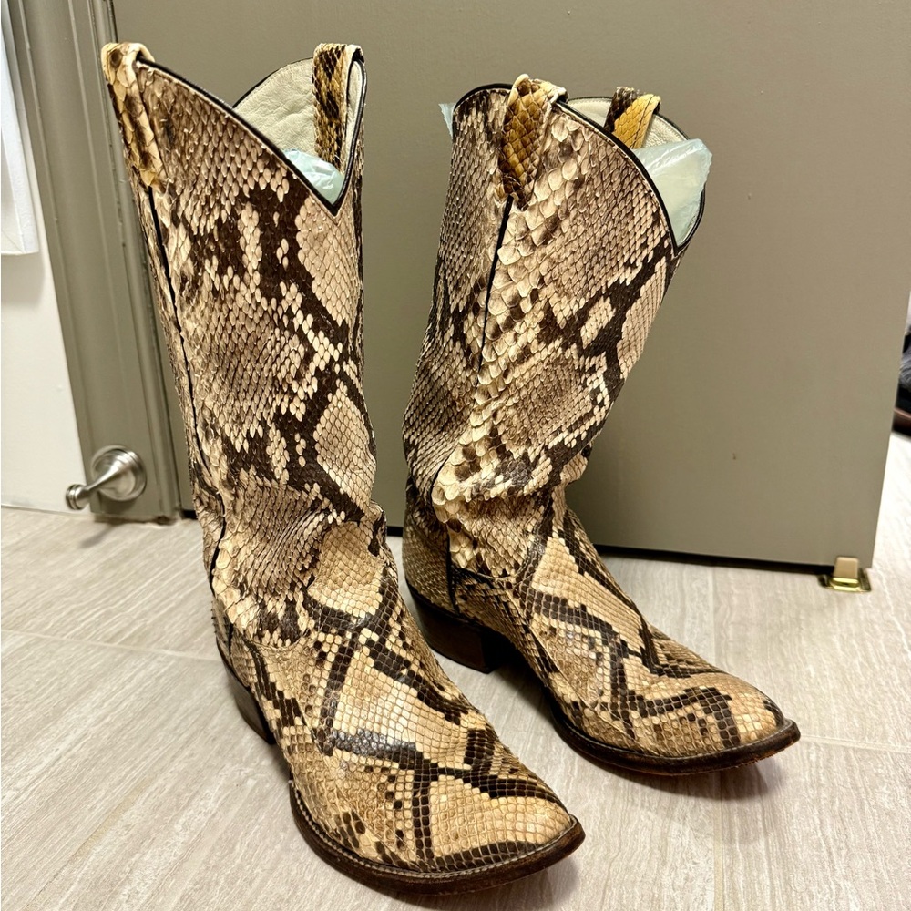 Vintage Larry Mahan Python Snakeskin Western Cowboy Boots Men’s 9.5 B3M